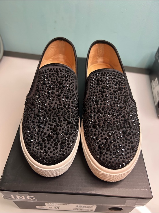 INC International Concepts Shoes - INC International Concepts Black Rhinestones Slip-On Sneakers
